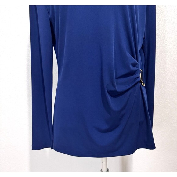 Michael Kors Womens Navy Blue Work Top With Side Cinch Buckle Detail Sz XL READ - Picture 2 of 16
